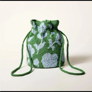 NWT KATE SPADE X TARGET Green and Blue Beaded Drawstring Pouch Handbag